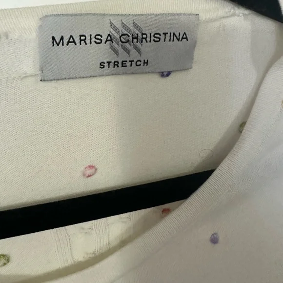 Marisa Christina White cardigan with Multicolor Dots - Picture 3 of 3